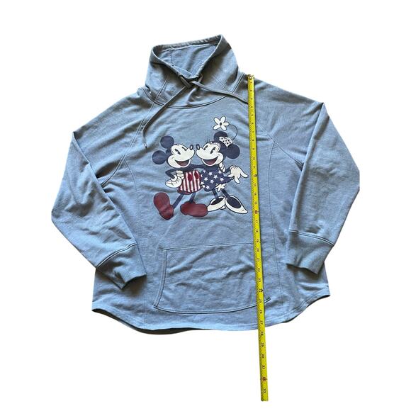 Disney Cowl Neck PullOver Sweatshirt Blue with Mickey Minnie Size XL Retro Print - Picture 5 of 7